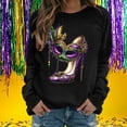 thumbnail image 1 of Xuyuer Women's Carnival Printed Long Sleeved Round Neck Mardi Gras Sweatshirt Carnival Outfits Women Carnival Sweatshirts Fat Tuesday Fashionable Pullover Tops, 1 of 6