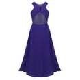 thumbnail image 2 of Loodgao Flower Girl Bridesmaid Dress Halter Floral Lace Chiffon Wedding Party Prom Maxi Gown Purple 10, 2 of 6