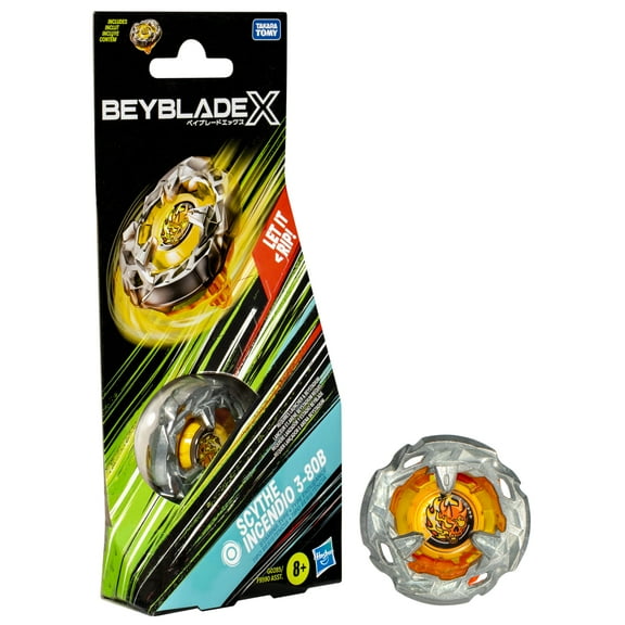 Beyblade X Scythe Incendio 3-80B Booster Pack Set with Stamina Type battling top, Ages 8 