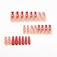 thumbnail image 4 of 24pcs/Box Long T Handmade Valentine's Day French Flame Wave Love With Diamond False Nail Enhancement Waterproof Gel Fake Nails, 4 of 6