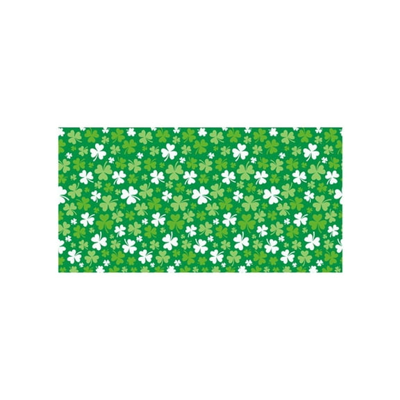 Uuowzo St Patricks Day Vinyl Tablecloth Flannel Backed 54x108 Inch Green White Yellow Clover Design for Dining Kitchen Table Protection and Holiday Party Use
