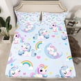 thumbnail image 2 of Homewish Cute Magical Horse Full Size Sheets 4-Piece for Teens Boys Girls,Cartoon Rainbow Unicorn Breathable Bed Sheets,Kawaii Stars Love Heart Lightweight Sheet Sets,Super Cozy Room Decor, 2 of 7