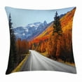 thumbnail image 1 of Fall Decor Throw Pillow Cushion Cover, Highway Through Countryside American Landscape Snowy Mountains Foliage Travel, Decorative Square Accent Pillow Case, 20 X 20 Inches, Multicolor, by Ambesonne, 1 of 2