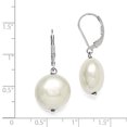 thumbnail image 2 of Sterling S Majestik Rh-pl 14-15mm Coin Wht Imitat Shell Pearl Leverback Ear QMJEC14W, 2 of 2