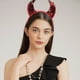 thumbnail image 4 of KAKOWELY Diadema de cuerno de diablo para cosplay, aro de pelo de cuerno de buey, accesorios para el cabello para fiesta de carnaval, disfraz de Halloween, accesorios de fotos para cosplay, rojo, 4 of 5