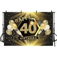 thumbnail image 3 of Happy 40th Birthday Backdrop Banner for Women Men Black and Gold Birthday Backdrop Background Gold Balloons Photo Background 40th Birthday Decorations Banner Party Supplies, 3 of 6