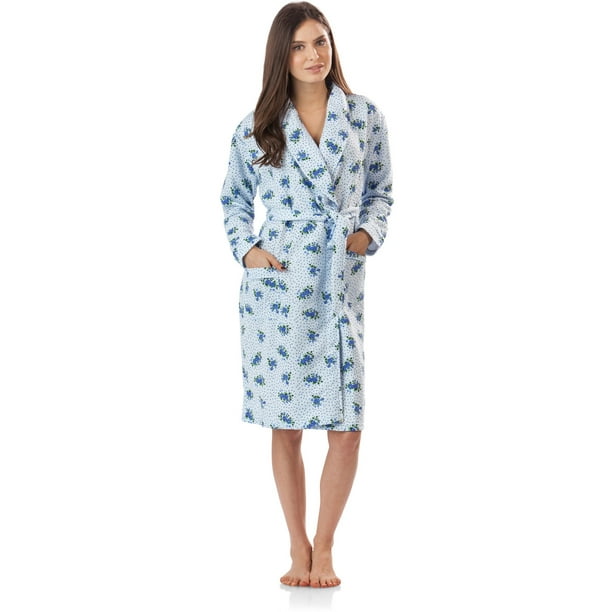 Casual Nights Casual Nights Women's Floral Print Quilted Bathrobe