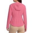 thumbnail image 6 of Hurxie Womens Athletic Jacket Hoodie Zip Up Cropped Lightweight Jackets UPF 50+ Sun Protection Long Sleeve Workout Shirt Pink,S, 6 of 7