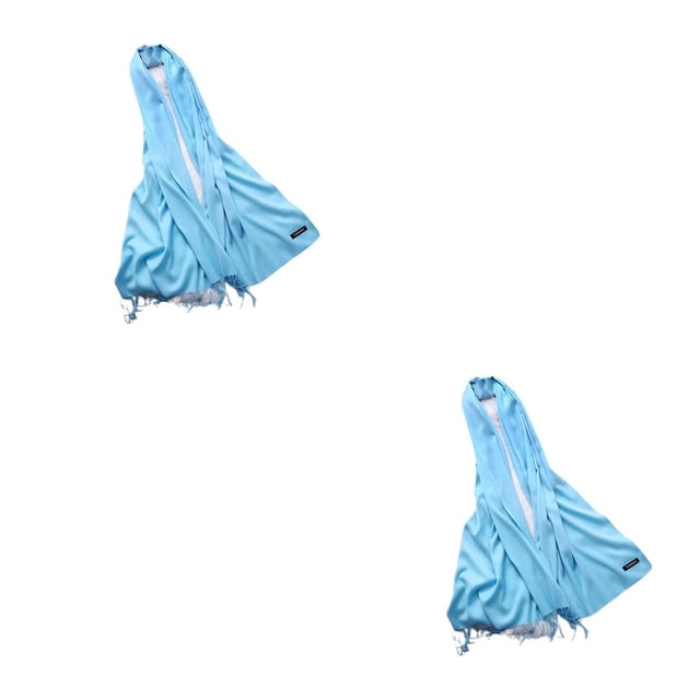 Qarigey Bufanda de mujer, bufandas de invierno a la moda de Color, chal de imitación hecho a mano para mujer, envolturas de viaje, vacaciones, Cielo azul 200*70cm 2piezas