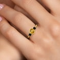 thumbnail image 4 of Gem Stone King 10K Yellow Gold Yellow Citrine and Black Onyx 3-Stone Ring for Women | 1.00 Cttw | Round 6MM | Gemstone November Birthstone | Size 7, 4 of 6