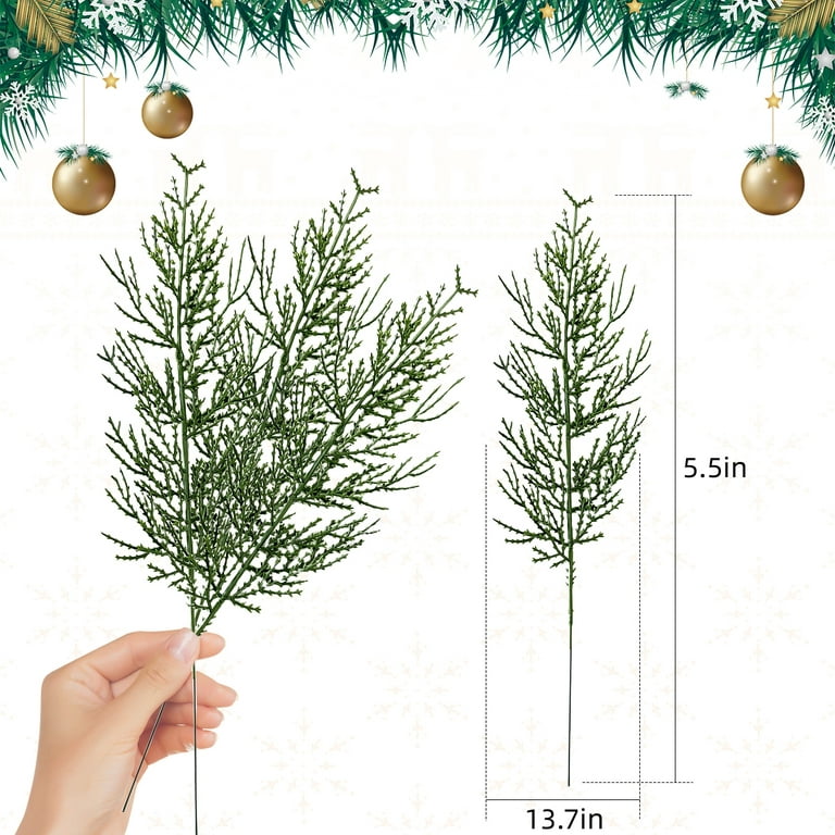 Christmas Picks Floral Picks Christmas Greenery Artificial Pine Branches  for Garland Crafts Home Decoration 13.7 50Pcs