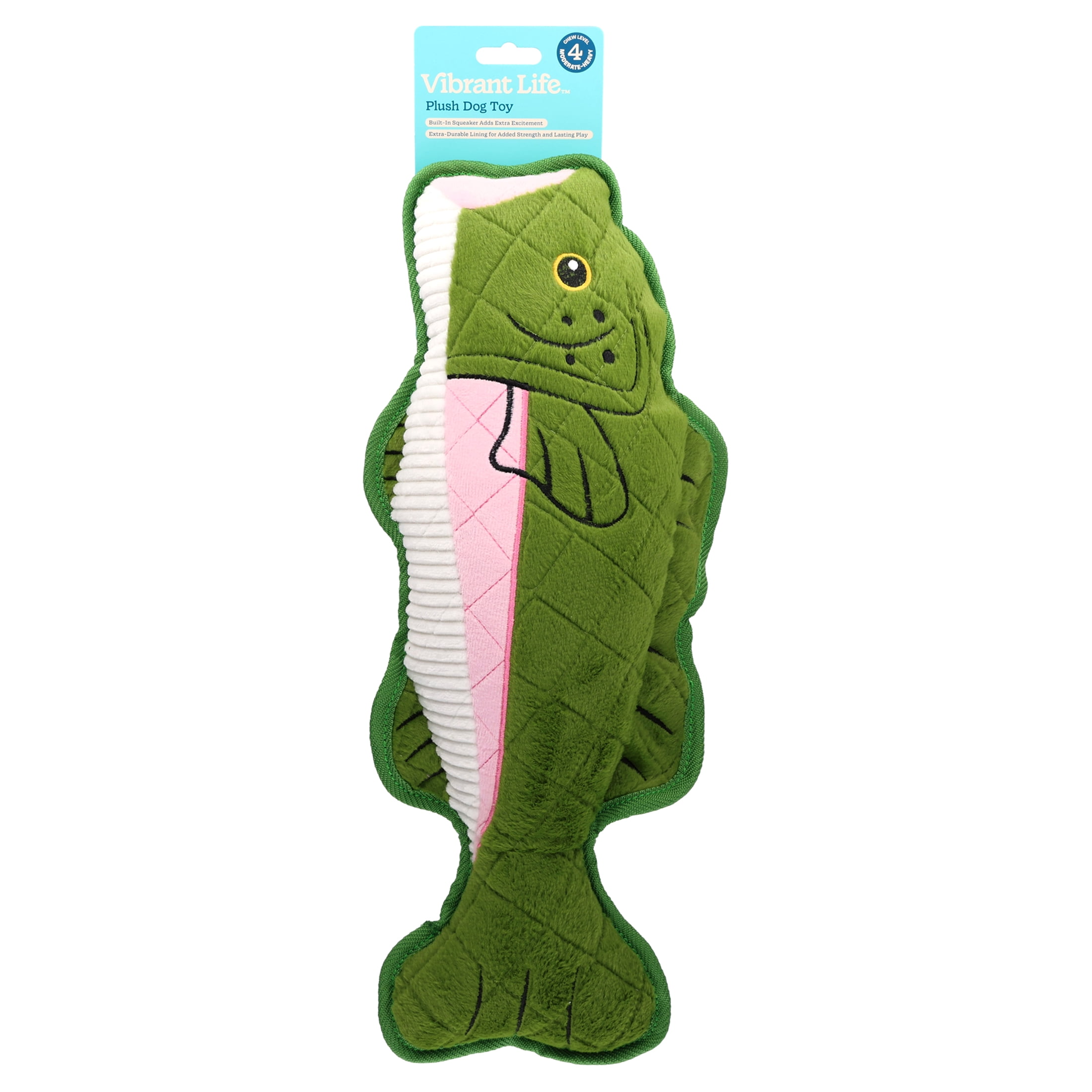 Vibrant Life Tough Buddy Trout Dog Toy Chew Level 4 Soft Durable