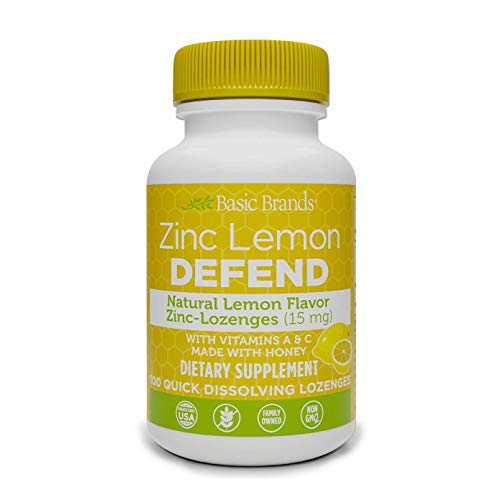 Basic Brands Zinc Lozenges Lemon, 100 Count, 6 Pack