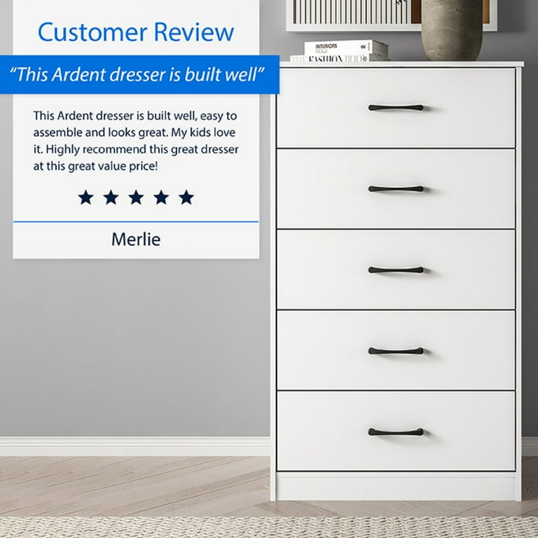 mainstays classic 5 drawer dresser Mainstays 5 Drawer 40" Wide Fabric Storage Dresser for Bedroom, Grey