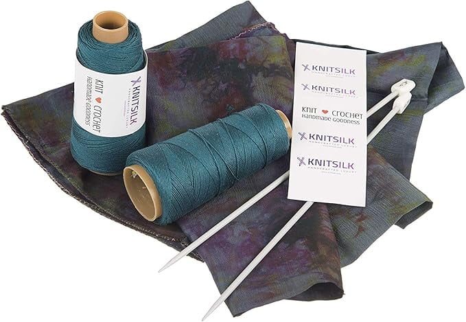 Knitsilk Pure Silk Viscose Blend Yarn in Cones - Perfect for Crochet and Knitting,Jewellery and DIY Projects(8ply-160 Yards-Green pine-Pack of 1)