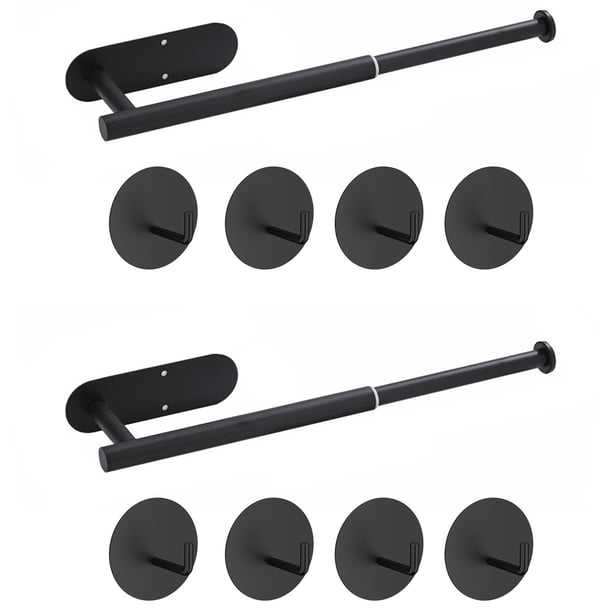 2X Toallero Sin Taladrar, Toallero Extensible para Pegar para BañO y Cocina, Soporte para PañOs de Cocina en la Pared, Negro