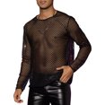 thumbnail image 4 of Lars Amadeus Mesh T-Shirt for Men's Long Sleeves See Through Sheer Top, 4 of 4