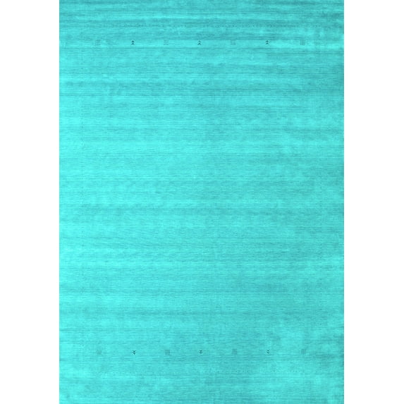 Ahgly Company Machine Washable Indoor Rectangle Abstract Turquoise Blue Contemporary Area Rugs, 6' x 9'