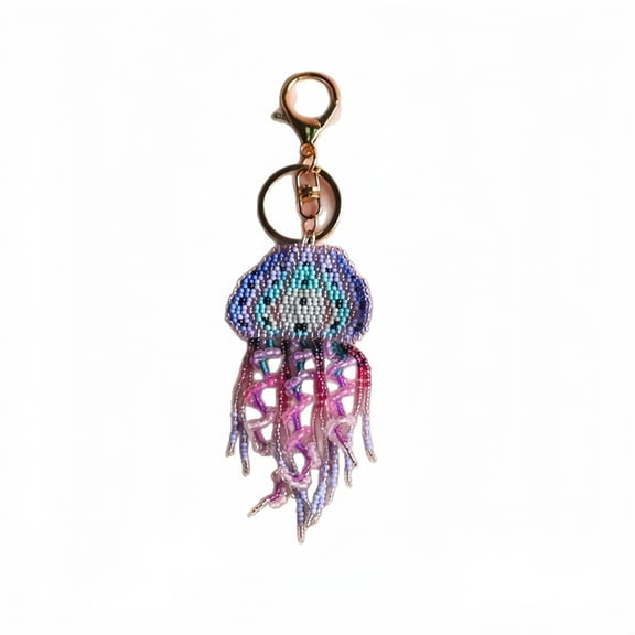 Jellyfish Tassel Keychain for Women, Handmade Beaded Bag Charm, Cute Couple Gifts for Her Him, Friendship Bestie Present