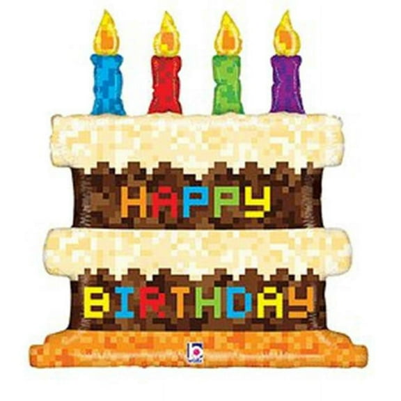 Betallic 86566 31 in. Pixel Birthday Cake Shape Balloon