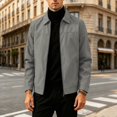 thumbnail image 6 of Caywon Men's Casual Zip Up Jacket Turn Down Collar Long Sleeve Lined Outerwear with Side Pockets for Work Travel Everyday Wear, 6 of 6
