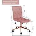 thumbnail image 3 of DUHOME Armless Home Office Chair, Velvet Tufted Computer Rolling Desk Chair with Back Golden Base,Adjustable Vanity Chair with Wheels,Pink, 3 of 14