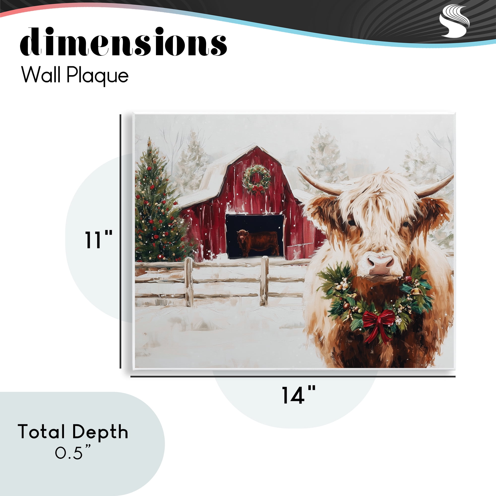 Stupell Industries Snowy Farm Scene Cattle Wall Plaque Art, design by Acorn & Ivory Designs