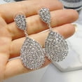 thumbnail image 3 of Anvazise Women Fashion Rhinestone Waterdrop Dangle Stud Earrings Wedding Party Jewelry Silver, 3 of 8