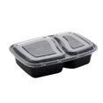 thumbnail image 3 of EeaseMX 20 recipientes desechables para preparar comidas de 1000 ml, con 2 compartimentos, aptos para microondas (negros, con tapa), 3 of 8