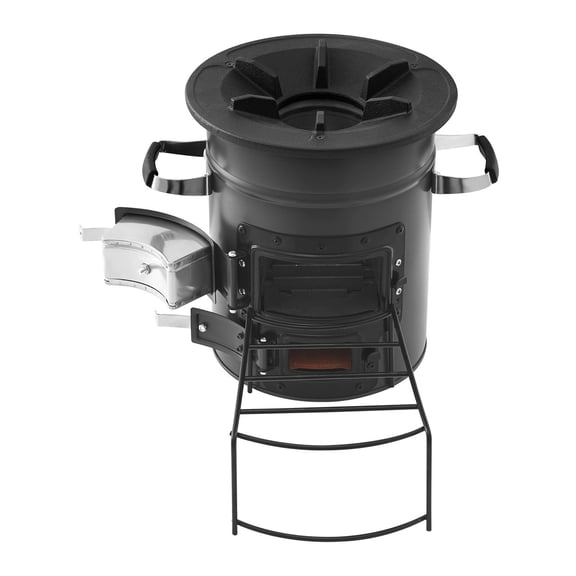 Camping Rocket Stove, Portable Wood Burning Stove with Carry Bag, Double Door SPCC Steel Design for Twigs/Sticks/Charcoal, Outdoor Backpacking & Camp Cooking, Backyard Use