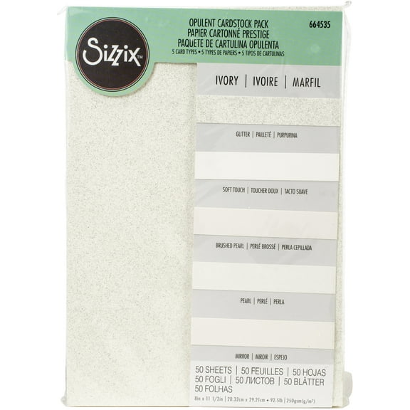 Sizzix Surfacez Opulent Cardstock Pack 8x11.5in - Ivory, 50 Sheets