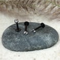 thumbnail image 3 of BodyJ4You 3PC Labret Stud Tragus Earring Set 16G Black Steel Crystal Helix Lip Monroe Cartilage, 3 of 6