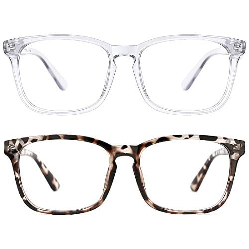 TIJN Vintage Square Nerd Glasses with Blue Light Filter Lenses Flexible Lightweight TR90 Frame Eyewear 