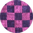 thumbnail image 1 of Ahgly Company Indoor Round Patchwork Purple Transitional Area Rugs, 7' Round, 1 of 4