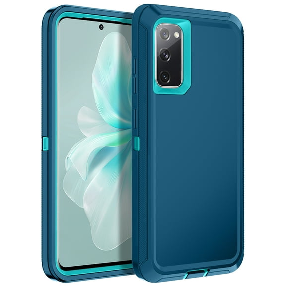 I-HONVA For Samsung Galaxy S20 FE Case,3-Layer Military Grade Drop Protection Anti-Slip Bumper Rugged Shockproof Dustproof Protection 6.5 inch Phone Case,Light Teal