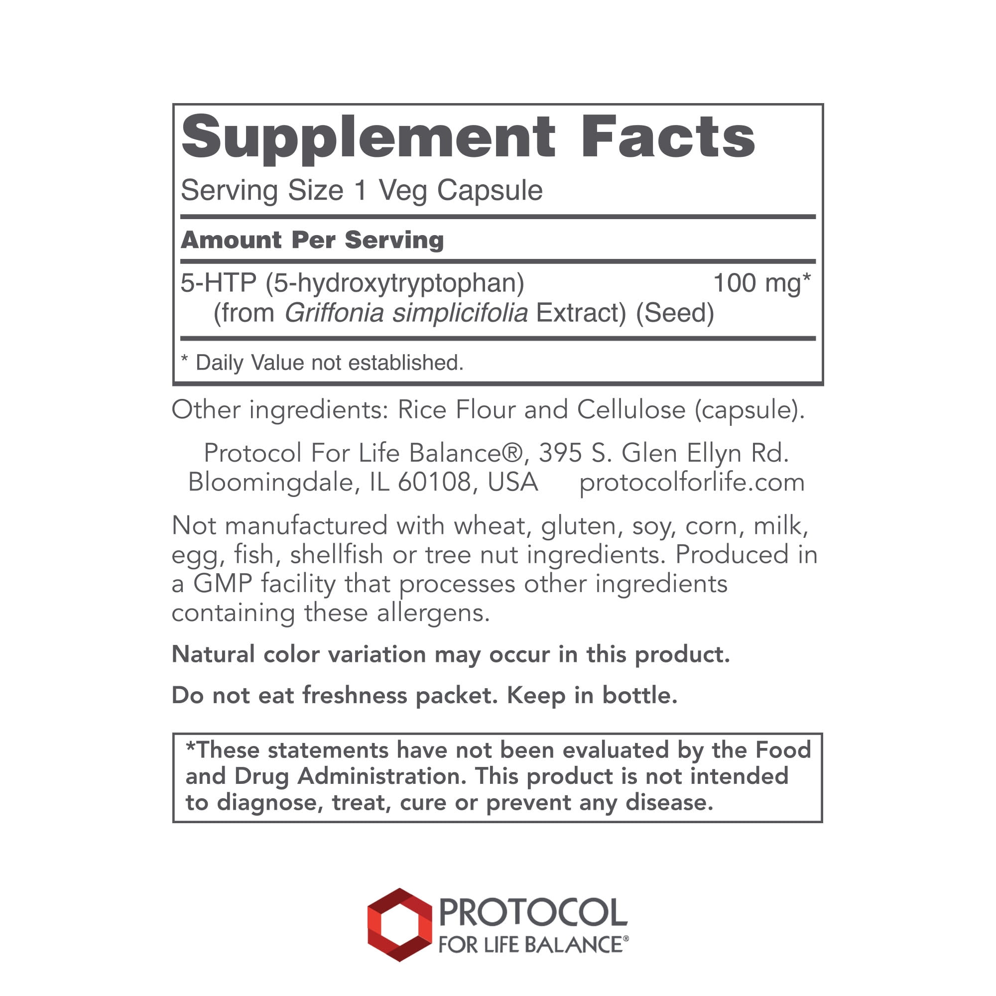 Protocol for Life Balance 5-HTP 100 mg - 90 Veg Caps