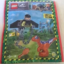 LEGO Jurassic World: Ranger Minifigure with Jetpack and Baby Raptor