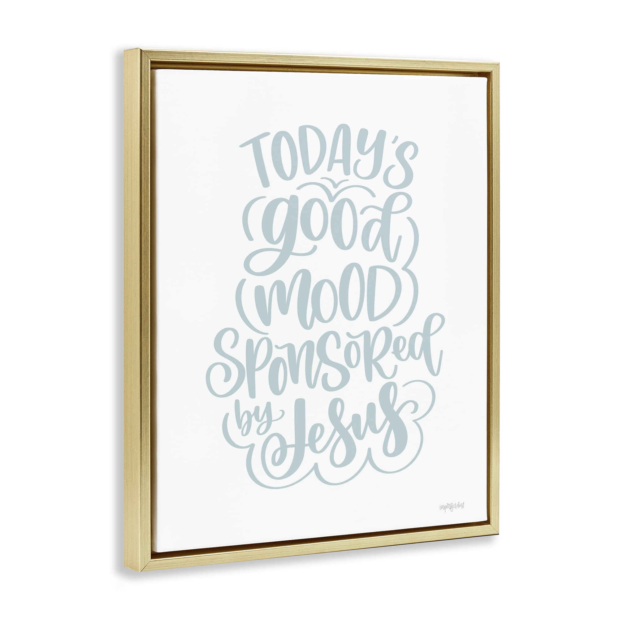 Stupell Industries Good Mood by Jesus Religious Painting Gold Floater Framed Art Print Wall Art, 25 x 31