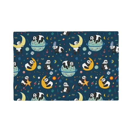 

Placemats Set of 4 Space Sleeping Panda Heat Resistant Non - Slip Place mats Waterproof table mat for Kitchen Dining-4片装