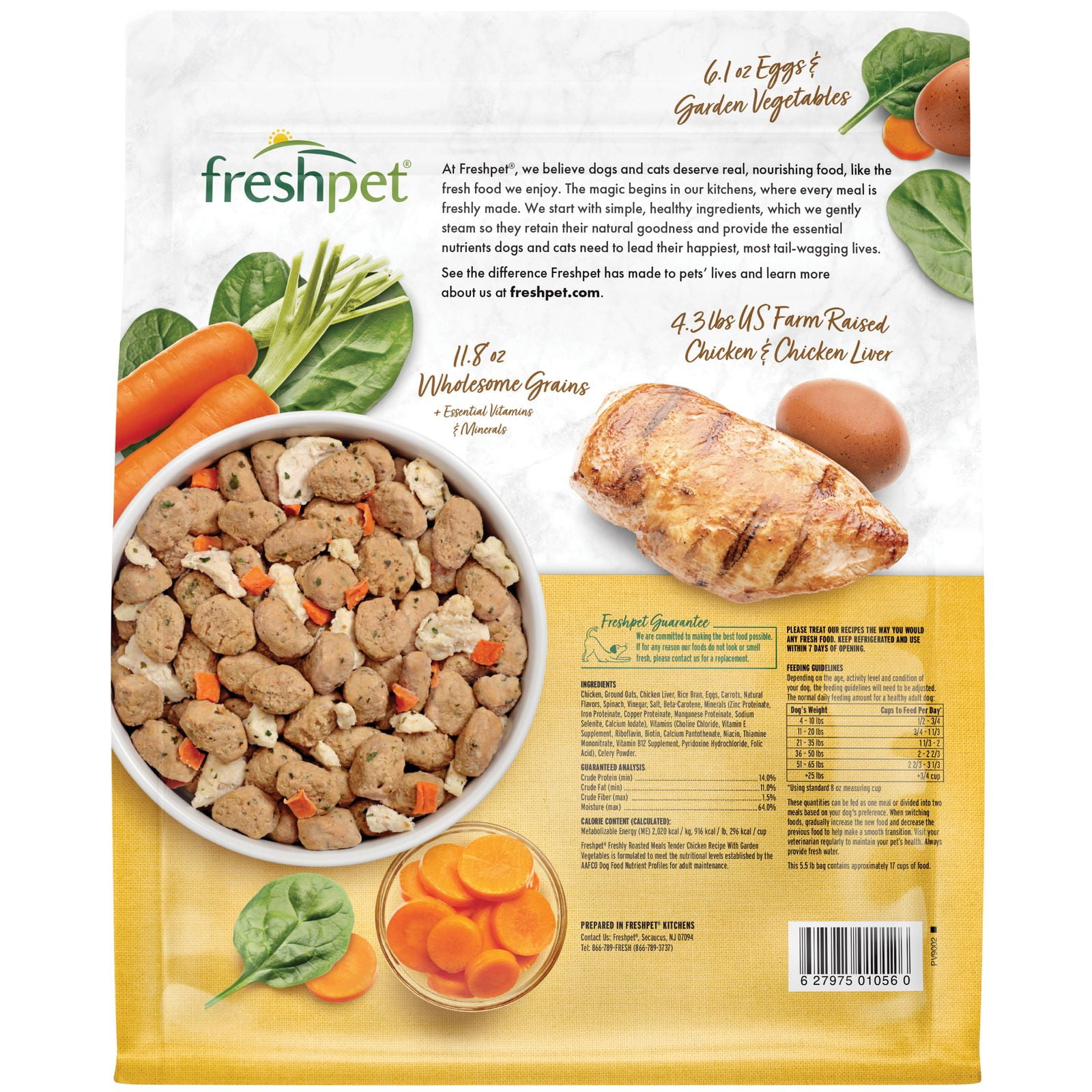Freshpet Fresh Dog Food, Tender Chicken Recipe, Freshly Roasted Meals, 5.5 lb.