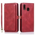 thumbnail image 3 of Dteck Wallet Case Compatible with Samsung Galaxy A30 / A20, [7 Card Slots] PU Leather Credit Holder Folio Flip [Detachable][Kickstand] Magnetic Phone Cover & Lanyard For Galaxy A20 / A30, Red, 3 of 10