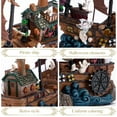 thumbnail image 4 of Valery Madelyn 8.86 inches Lighted Spooky Halloween Pirate Ship Figurine Halloween Haunted House with Ghosts, Pumpkins, Witch and Music, Halloween Village For Party Decor, 4 of 11
