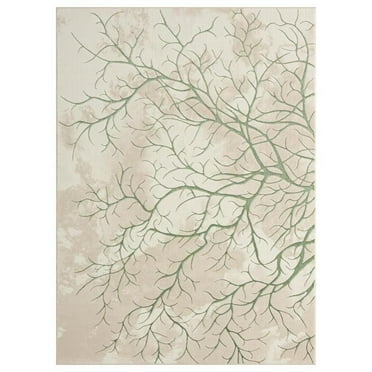 MDA Home Ksamil 2' x 3'4" Abstract Area Rug in Green and Beige