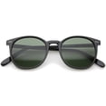 thumbnail image 1 of sunglassLA Unisex Classic Slim P3 Shape Frame Round Lens Horn Rimmed Sunglasses (Shiny Black / Green) - 50mm, 1 of 4