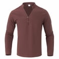 thumbnail image 4 of Camisas de los Hombres de Manga Larga Casual Color Sólido Solapa Mezcla de Lino, Suéter de Mitad de Cremallera para el Ocio Diario Al Aire Libre, 4 of 8