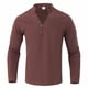 thumbnail image 4 of Ceisia Men's Relaxed Fit Long Sleeve Henley Shirt Solid Color Cotton-Linen Look Casual Top Coffee L Gifts, 4 of 8