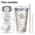thumbnail image 4 of 16oz Tumblers Light Christmas Snowflake Pattern Stainless Steel Vacuum Insulated Double Wall Travel Tumbler Cups Mug with Lid and Straw,Cleaning Brush for Coffee,Tea, 4 of 4