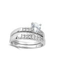 thumbnail image 4 of CHOOSE YOUR COLOR Round Clear CZ Wedding Ring Set .925 Sterling Silver Band White Female Size 8, 4 of 4