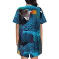 thumbnail image 6 of Fotbe Modern Style Blue Parrot Print Pajama Set for Women 2 Piece Loungewear Short Sleeve Tops and Shorts Set Soft Sleepwear-X-Large, 6 of 7