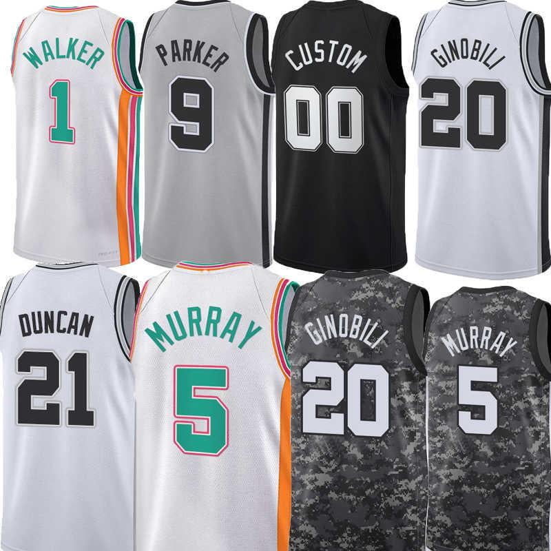 NBA_ jersey Men Basketball tony parker 9 Jerseys Dejounte 5 Murray Lonnie  Walker Manu 20 Ginobili Tim 21 Duncan Johnson''nba''jerseys 